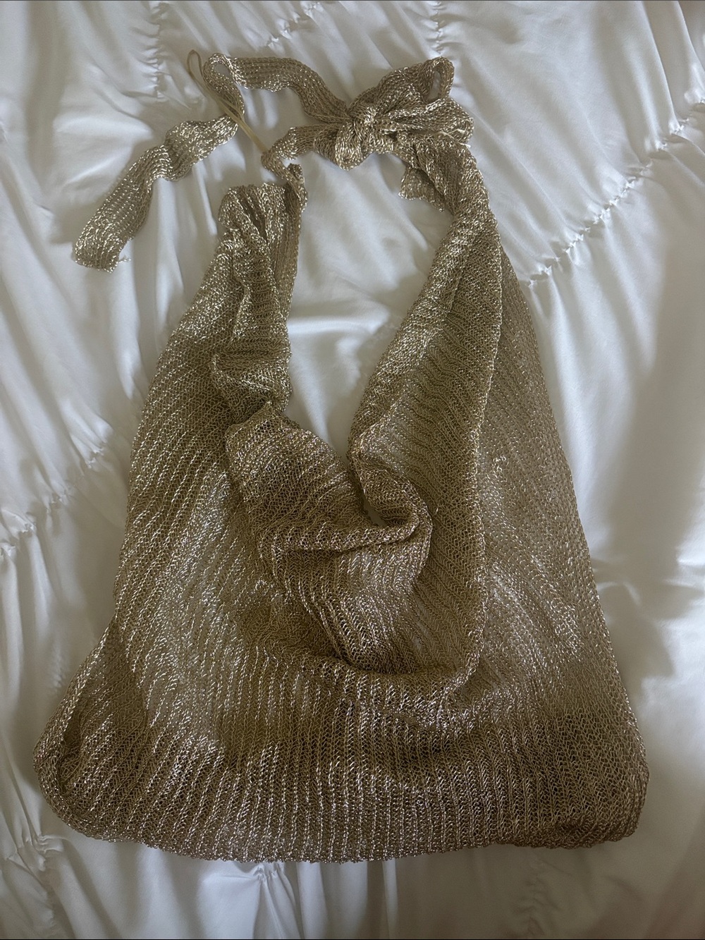 Edikted gold cowl neck halter top